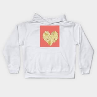 Gold clover heart on living coral Kids Hoodie